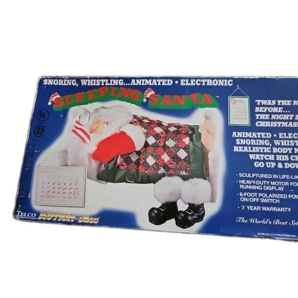 Vintage Telco SLEEPING SANTA large Motion-Etta Animated Snoring Whistling in BOX - Picture 1 of 5